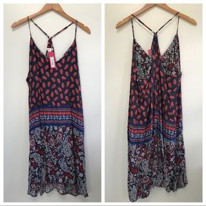 NEW XXL xhilaration blue red sleeveless dress